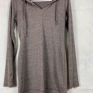 Athleta Gray Tunic Hoodie Sz XXS Kangaroo Pocket